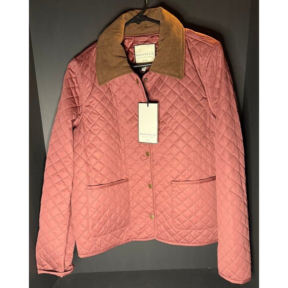 Bagatelle Collection French Terry Womens M Quilted Snap Jacket Burgundy NWT - Picture 1 of 5